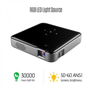 DLP Mini Projector 1080P HD Image Input Wireless Pocket Projectors Built-in 3800mAh Rechargeable Battery for Home Office Using