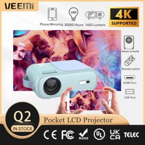 VEEMI Q2 Small Pocket LED Projector 480P Portable Wifi Wireless Mirroing Beamer Support 1080P 4k Home Movie Cinema