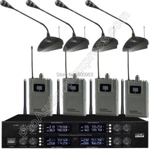MICWL 4 Beltpack Lavalier 4 Desktop Wireless Radio Digital Conference Microphone System