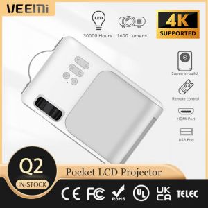VEEMI Q2 Mini Pocket LCD Projector Support 4K 1080P Video Play Proyector Outdoor/Home Movie Game Beamer Free Shipping