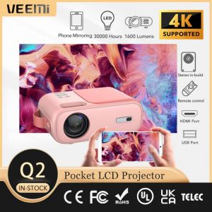 VEEMI LED Q2 Phone Wireless Same Screen Version HDMI-Compatible USB AV Mini Projector Home Media Support 4k Video Player