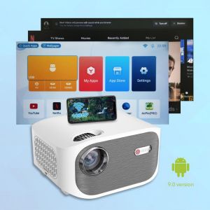 VEEMI T01 LED White Projector Android 9.0 WIFI Full HD 1080P 250 inch Big Screen Proyector Home Theater 4K Video Beamer