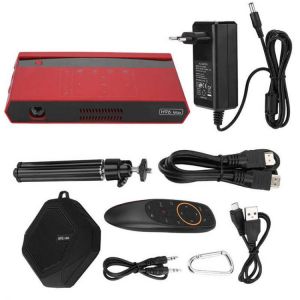 2500lm H96 S912 2+16G Dual Band WiFi+BT Projector for Android 6.0 (EU Plug 100-240V Red)