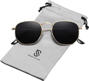 SOJOS Small Square Polarized Sunglasses for Men and Women Polygon Mirrored Lens SJ1072