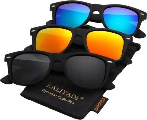 Polarized Sunglasses for Men and Women Matte Finish Sun glasses Color Mirror Lens 100% UV Blocking (3 Pack)