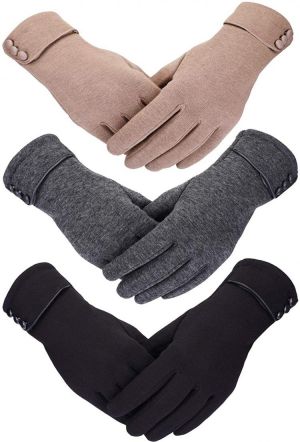 Patelai 3 Pairs Women Winter Gloves Warm Touchscreen Gloves Windproof Gloves for Women Girls Winter Using