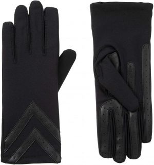 isotoner Womens Spandex Touchscreen Cold Weather Gloves with Warm Fleece Lining and Chevron Details