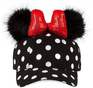 Disney Minnie Mouse Polka Dot Pom Pom Baseball Cap with Bow Black