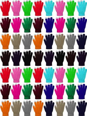 60 Pairs Touchscreen Gloves Winter Stretch Knitted Texting Gloves for Men Women (Multi-colors)