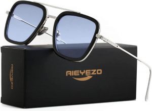 all in one place אביזרי נשים Tony Stark Sunglasses Vintage Square Metal Frame Eyeglasses for Men Women - Iron Man and Spider-Man Sun Glasses