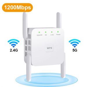 Wireless Wifi Extender WiFi Repeater Long Range Signal Repiter 360 Degree Full Signal Coverage 1200Mbps WiFi Router Amplifier