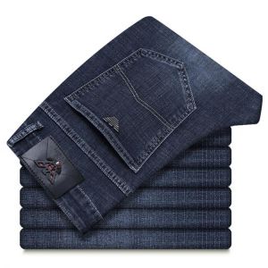 New Autumn Men's Jeans Slim Elastic Italy Eagle Brand Fashion Business Trousers Classic Style Winter Cotton Jeans Denim Pants