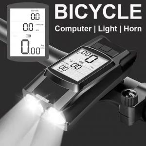 Universal Light Mountain Bike Lights 3 in 1 Bicycle LED Headlight Alarm Horn Wireless Computer Bike Front Lamp Cycling Headlight