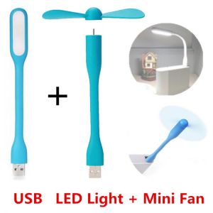 Creative USB Fan Flexible Portable Mini Fan and USB LED Light Lamp Xiaomi Book For Power Bank Notebook Computer Summer Gadget