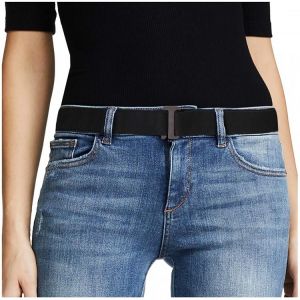 No Show Women Stretch Belt Invisible Elastic Web Strap Belt with Flat Buckle for Jeans Pants Dresses