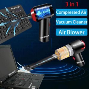 Compressed Air Can&Air Blower&Mini Vacuum 3-in1,Wireless Air Duster Cleaner,Portable Vacuum Cleaner Computer PC Keyboard C