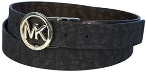 Michael Kors Mk Signature Monogram Belt and Buckle Reversible, Brown and Black, Large