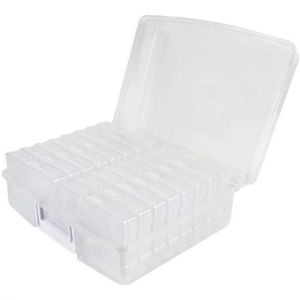 Transparent Photo Cases and Clear Craft Keeper 16 Inner Cases Plastic Storage Container Box w/Handle Best Gift for Kids