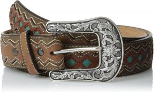 ARIAT Women's Blue Diamond Inlay Center Belt