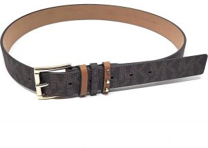 Michael Kors Womens Gold Buckle,Two-Toned Belt,Chocolate/Luggage,Size Medium