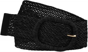 Allegra K Women Wide Waist Belts Braided Woven Belts for Dress Chunky Buckle