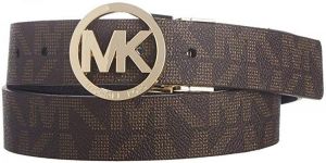 Michael Kors Womens Reversible Belt White/Brown Mk Gold Buckle