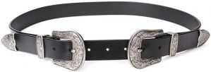 Women Leather Belts Ladies Vintage Western Design Black Waist Belt for Pants Dresses