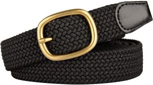 Drizzte Womens Plus Size Belts 39 to 75inch Stretch Belt Black Elastic Belts for Women