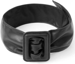Bohend Leather Wide Waist Belt Black Dress Belts Solid Color Vintage Wrap Dress Belt for Women and Girls