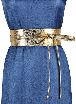 ICSTH Womens Soft Faux Leather Self Tie Wrap Around Obi Waist Band Cinch Belt