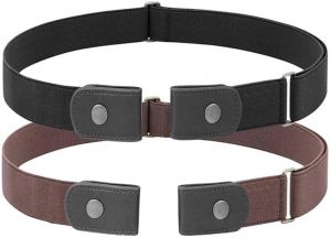 2 Pack No Buckle Free Elastic Belt for Women Men, Comfortable Adjustable Invisible Stretch Waist Belt for Jeans Shorts Pants