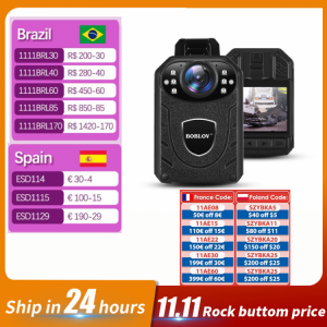 BOBLOV Police Camera KJ21 64G HD1296P Wearable Body Cam Security Guard Mini Comcorders Night Vision DVR Recorder Politie Kamera