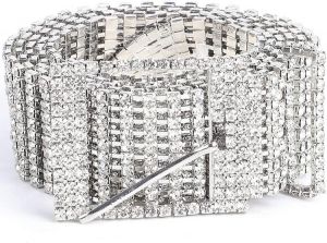 Women Rhinestone Belt Shiny Diamond Crystal Ladies Waist Belt for Jeans Dresses Silver Gold by WHIPPY