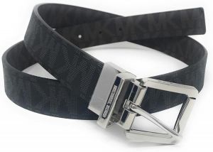 Michael Kors Women's 30mm Black To Brown Reversible MK Logo Monogram Synthetic Leather Belt (XL)