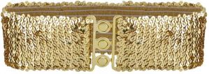 Anna-Kaci Women's Sparkly Glitter Sequin Wide Stretch Elastic Belt Accessory