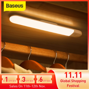 Baseus USB Rechargeable Night Light PIR LED Motion Sensor Light Under Light Cabinet LED Lamp For Wardrobe Kitchen Bedroom Closet