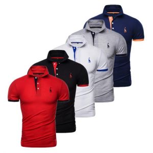 5 Pcs Set Polo Men Solid Slim Fit Short Sleeve Patchwork Cotton Polo Shirt Men Fashion Streetwear