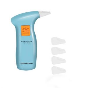 LCD Display Digital Alcohol Tester with5pcs Mouthpieces , Police Alert Breath Alcohol Tester Device Breathalyz Analyzer Detector