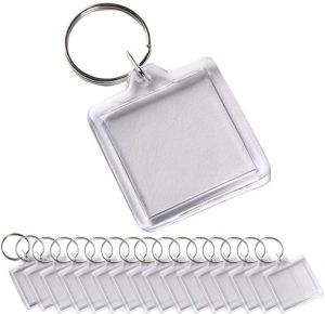 25Pcs Clear Acrylic Photo Keychains Blank Square Picture Frame Keyring Insert Personalized Keychain