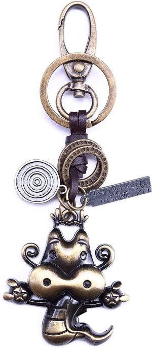 AuPra Funny Animal Leather KeyChain Best Friend Gift Ideas Women Men House KeyRings