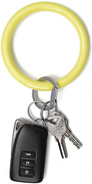 Townshine Wristlet Keychain Bracelet Bangle Key Ring 3.8" Round Key Ring Soft Silicone Car Key Chain Holder for Women