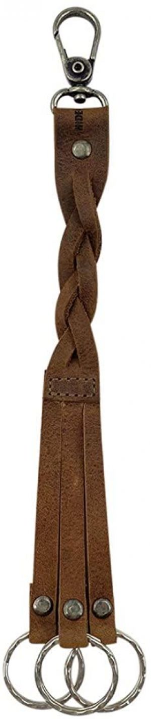 Hide & Drink, Triple Braided Keychain Handmade from Full Grain Leather - Durable Material with 3 Separate Keyrings - Organize 