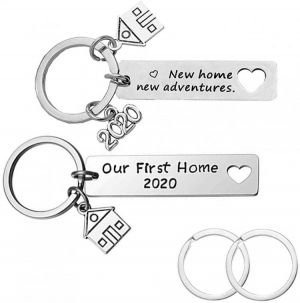 2 Pcs New Home Keychains, Housewarming Gift Keyring