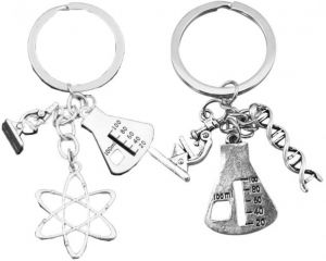 all in one place אביזרי נשים VORCOOL 2pcs Science Symbol Keychain Atom Microscope Key Chain Biology Chemistry Teacher Gift Keyring Science Lovers Gift