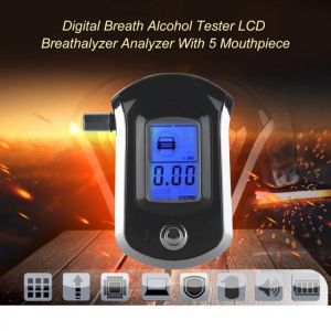 Handheld Digital Breath Alcohol Tester Breathalyzer with LCD Dispaly  5 Mouthpieces AT6000 Bafometro Alcoholimetro