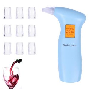 LAMJAD 2019 Portable Breath Alcohol Tester with 10 Mouthpieces, Professional Alcohol Tester with Backlight LCD  Screen ,blue