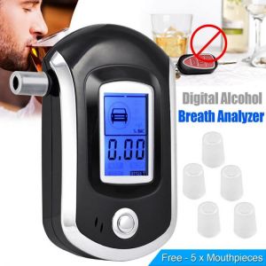 1pcs New Digital Breath Alcohol Tester Mini Professional Police AT6000 Alcohol Tester Breath Drunk Driving Analyzer LCD Screen