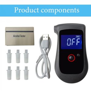 Professional Alcohol Tester with USB Rechargeable Portable LCD Digital Display Breath Alcohol Tester and 5 Mouthpieces