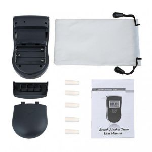 Portable Police Breathalyzer Analyzer Detector Digital LCD Alcohol Sensor Breath Tester with 5 Disposable Mouth Pieces 818