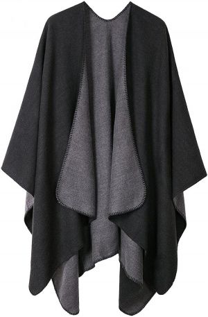 Urban CoCo Women's Color Block Shawl Wrap Open Front Poncho Cape